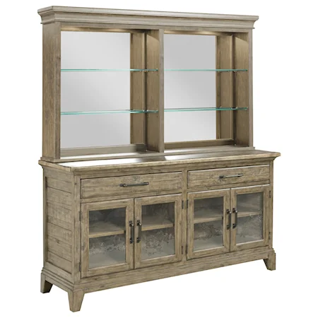 Rockland Solid Wood Buffet with Touch Lighting and Mirrored Back